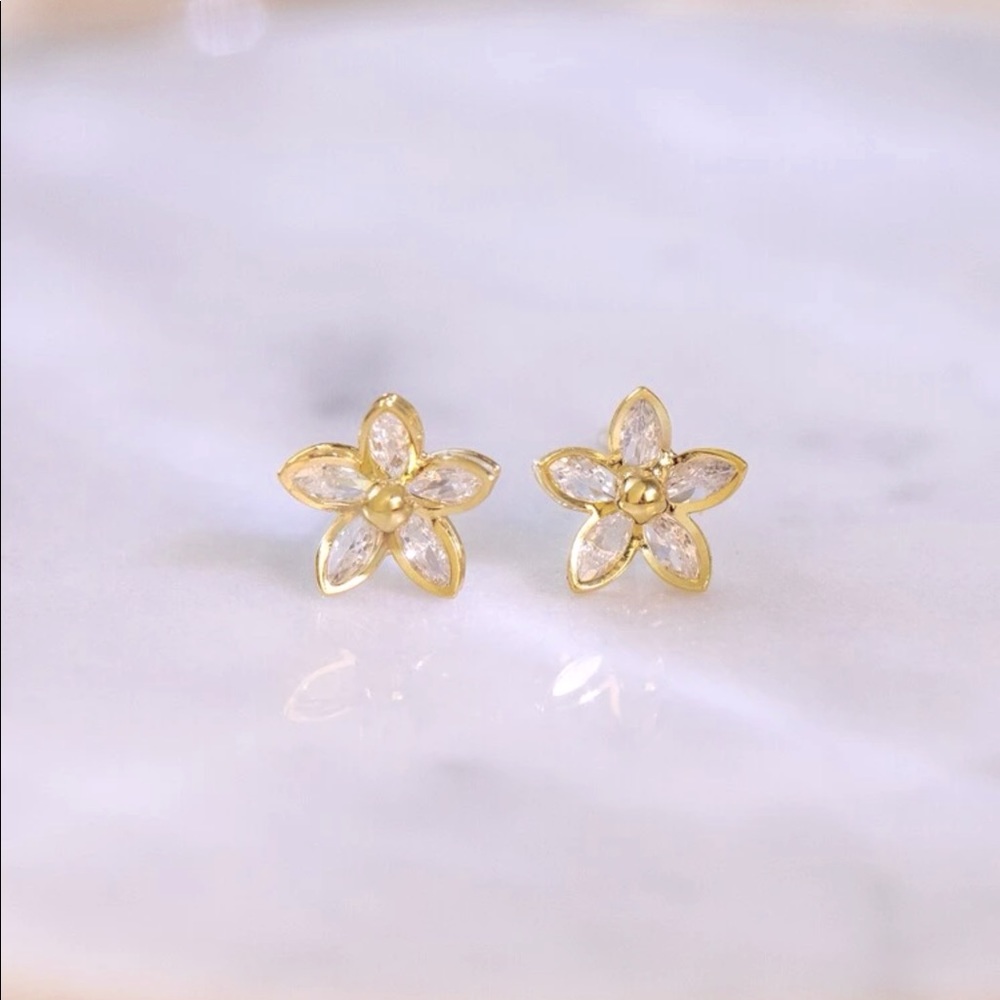 3 FOR $24 18K Zircon Flower Stud Earrings
